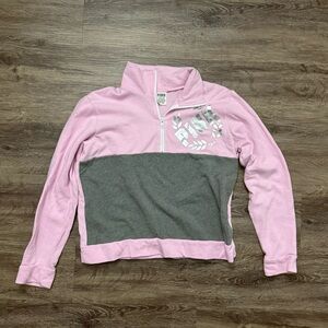 Y2k Victoria's Secret PINK colorblock quarter-zip pullover sweatshirt.
